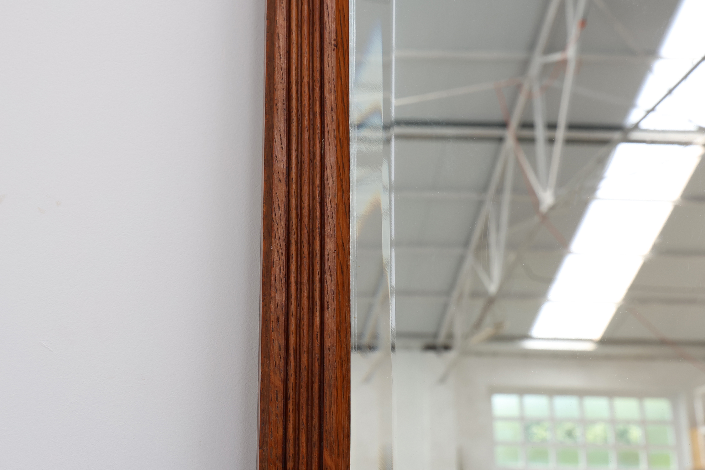 French Art Deco mirror with carved oak wooden frame, ca. 1930thumbnail